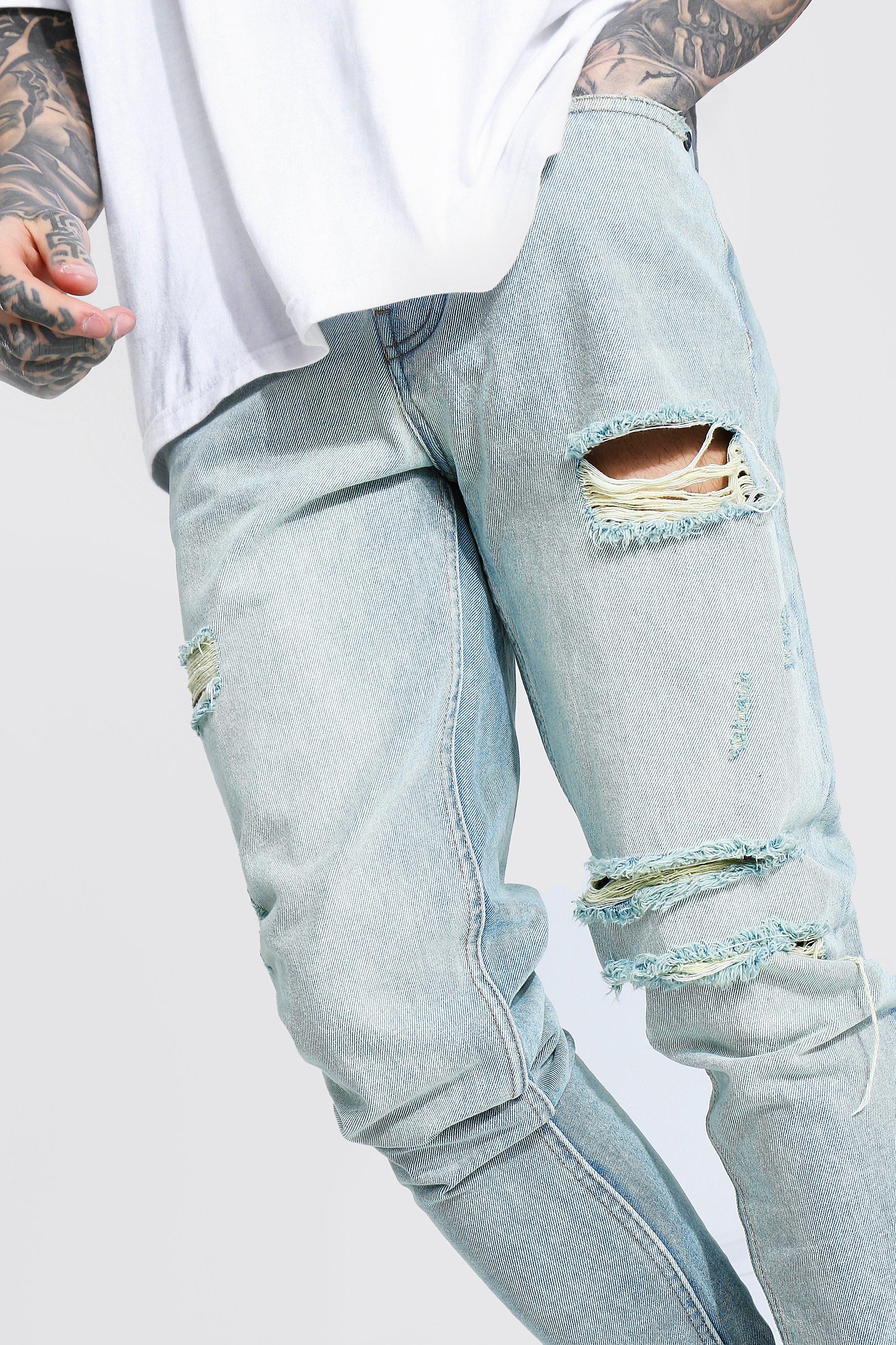 Mens ripped outlet tapered jeans